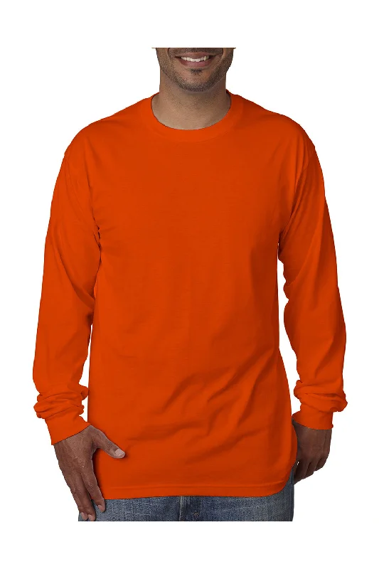 Bayside Mens USA Made Long Sleeve Crewneck T-Shirt - Bright Orange