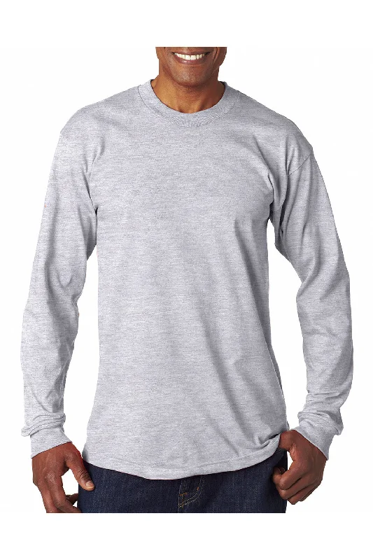 Bayside Mens USA Made Long Sleeve Crewneck T-Shirt - Ash Grey