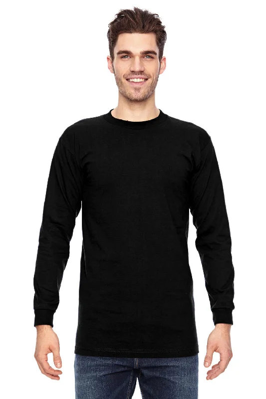 Bayside Mens USA Made Long Sleeve Crewneck T-Shirt - Black