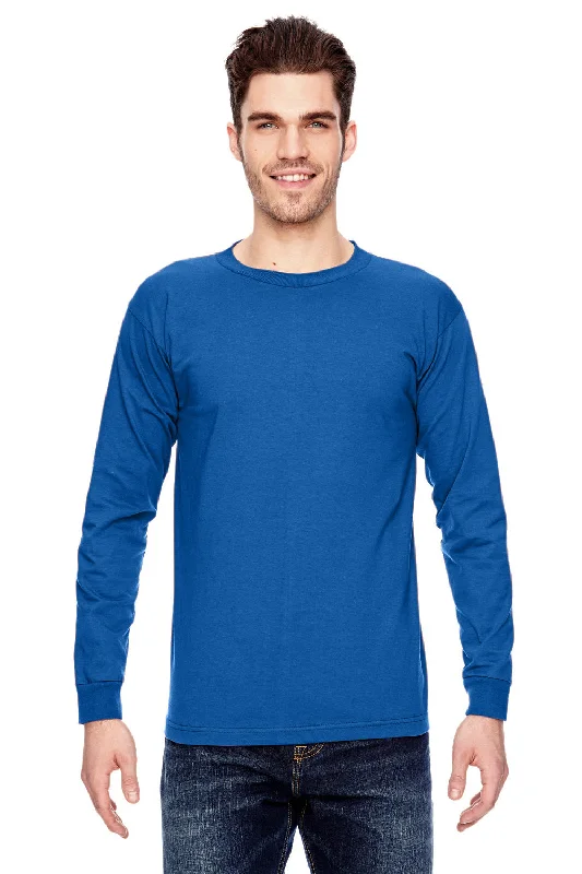 Bayside Mens USA Made Long Sleeve Crewneck T-Shirt - Royal Blue