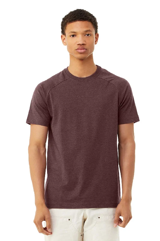 Bella + Canvas Mens CVC Raglan Short Sleeve Crewneck T-Shirt - Heather Maroon