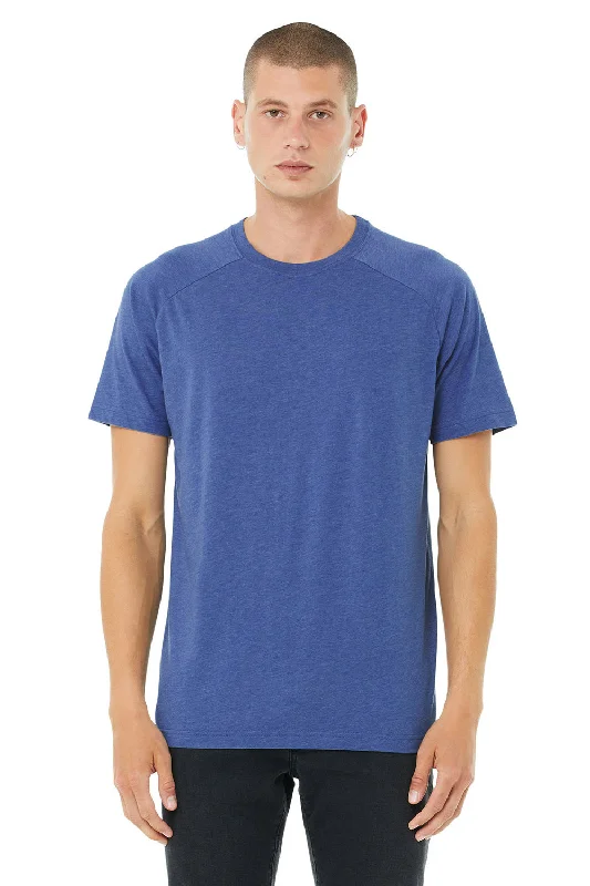 Bella + Canvas Mens CVC Raglan Short Sleeve Crewneck T-Shirt - Heather True Royal Blue