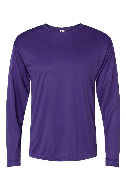 C2 Sport Mens Performance Moisture Wicking Long Sleeve Crewneck T-Shirt - Purple