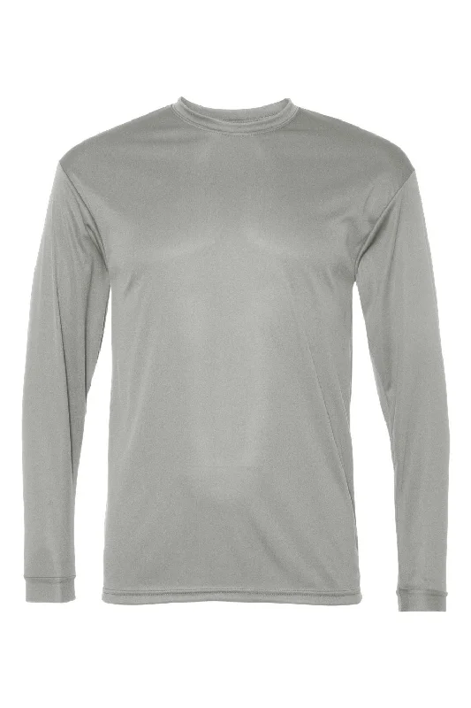 C2 Sport Mens Performance Moisture Wicking Long Sleeve Crewneck T-Shirt - Silver Grey