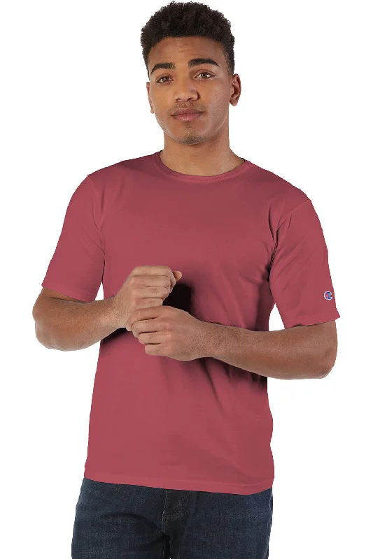 Champion Mens Garment Dyed Short Sleeve Crewneck T-Shirt - Crimson Red