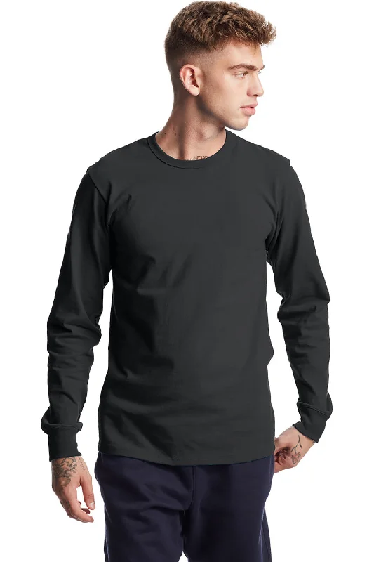 Champion Mens Heritage Long Sleeve Crewneck T-Shirt - Black