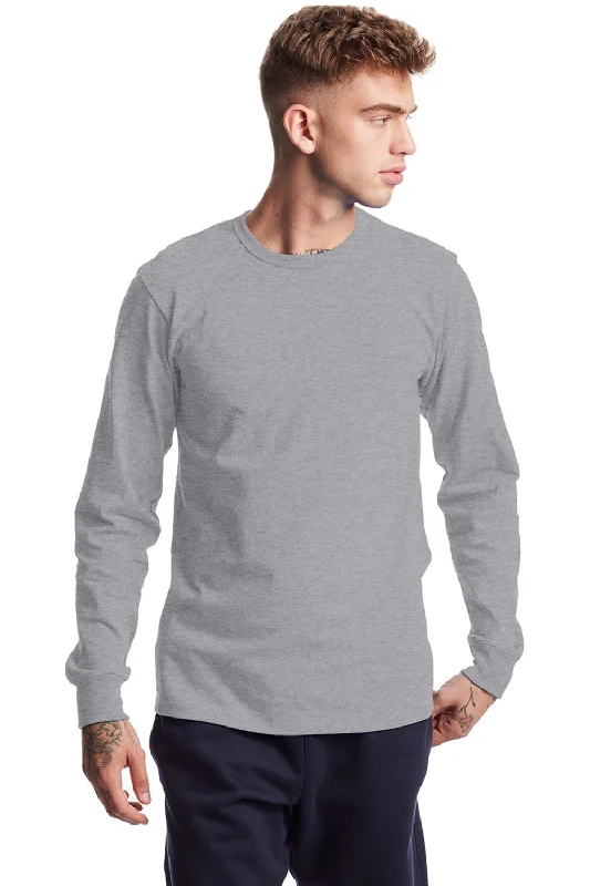 Champion Mens Heritage Long Sleeve Crewneck T-Shirt - Oxford Grey