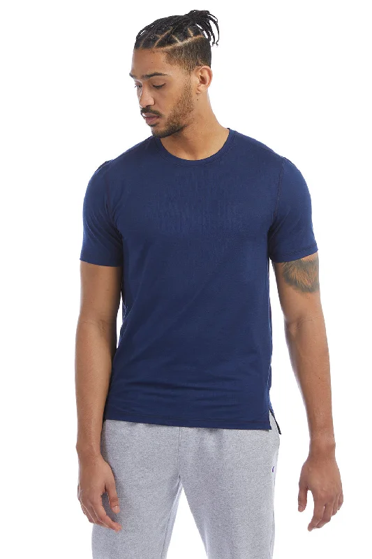 Champion Mens Odor Resistant Short Sleeve Crewneck T-Shirt - Navy Blue