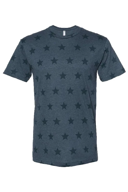 Code Five Mens Star Print Short Sleeve Crewneck T-Shirt - Denim Blue