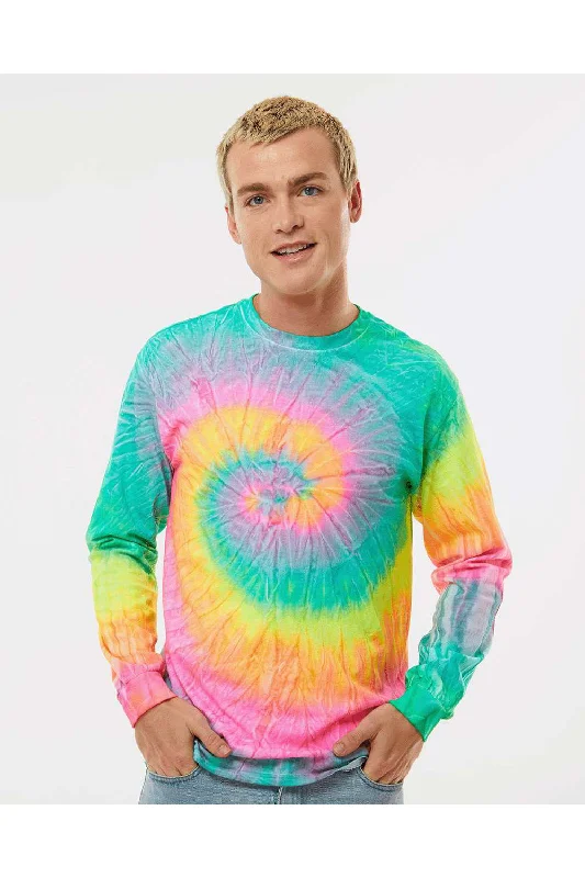 Colortone Mens Long Sleeve Crewneck T-Shirt - Minty Rainbow