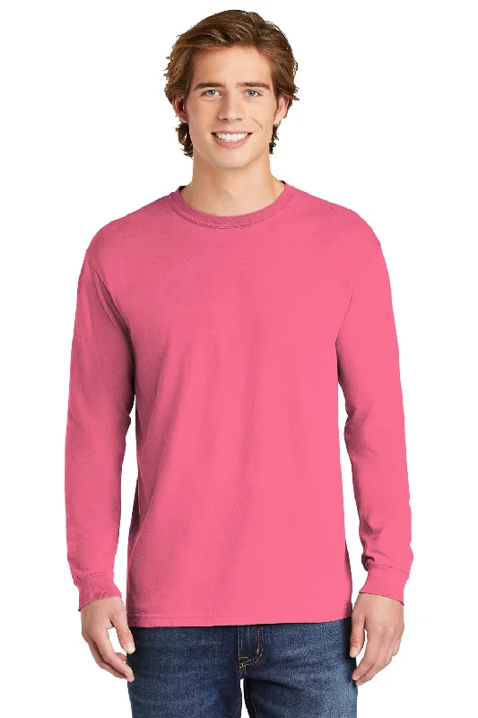 Comfort Colors Mens Long Sleeve Crewneck T-Shirt - Crunchberry Pink