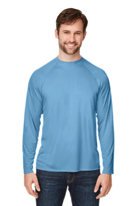 Core 365 Mens Ultra MVP Raglan Moisture Wicking Long Sleeve Crewneck T-Shirt - Columbia Blue