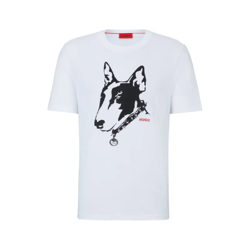 Cotton-jersey T-shirt with dog artwork