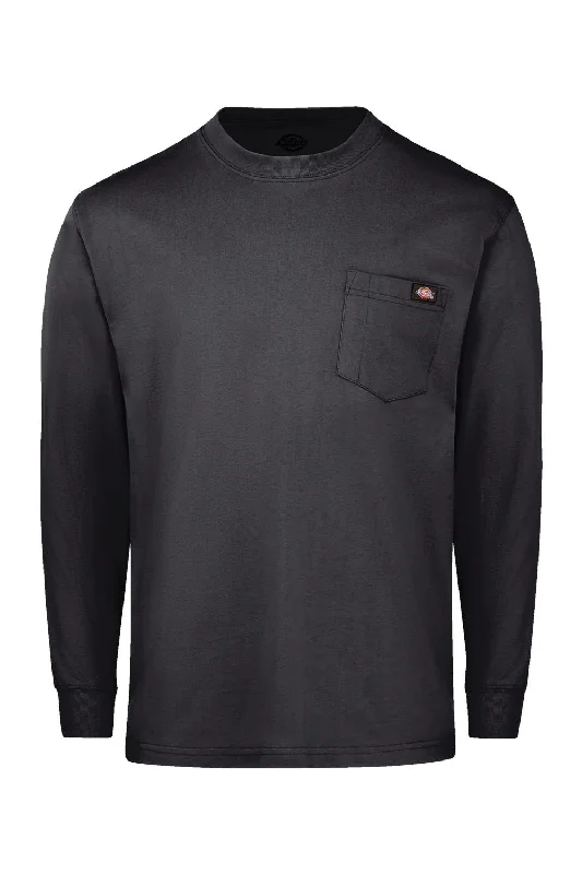 Dickies Mens Long Sleeve Crewneck T-Shirt w/ Pocket - Black