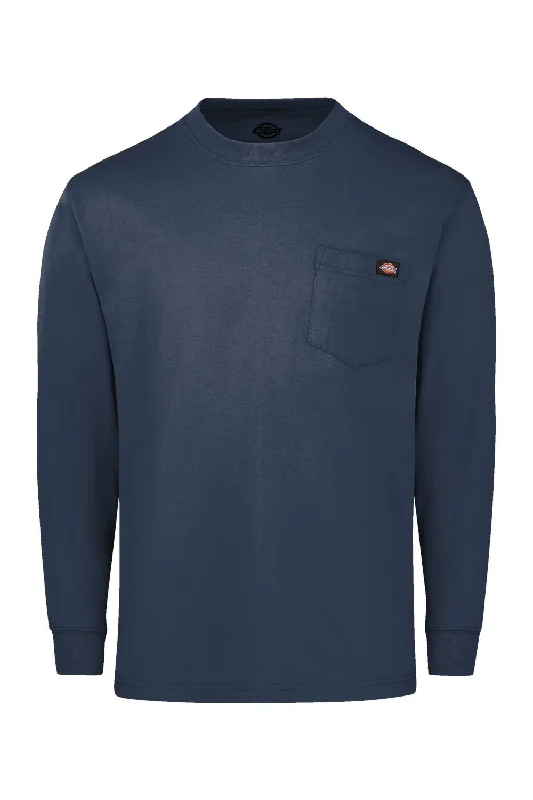 Dickies Mens Long Sleeve Crewneck T-Shirt w/ Pocket - Dark Navy Blue