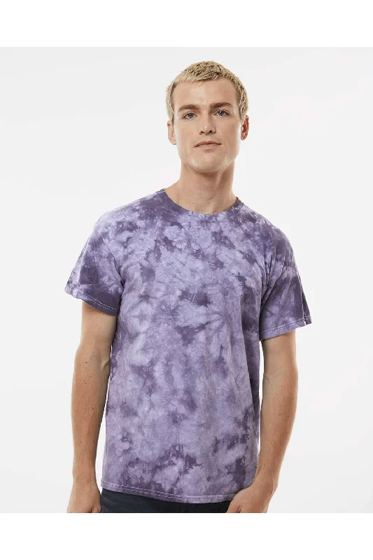 Dyenomite Mens Crystal Tie Dyed Short Sleeve Crewneck T-Shirt - Blackberry