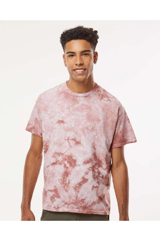 Dyenomite Mens Crystal Tie Dyed Short Sleeve Crewneck T-Shirt - Copper