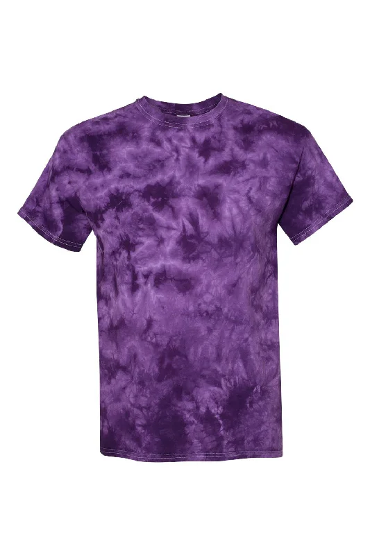 Dyenomite Mens Crystal Tie Dyed Short Sleeve Crewneck T-Shirt - Purple