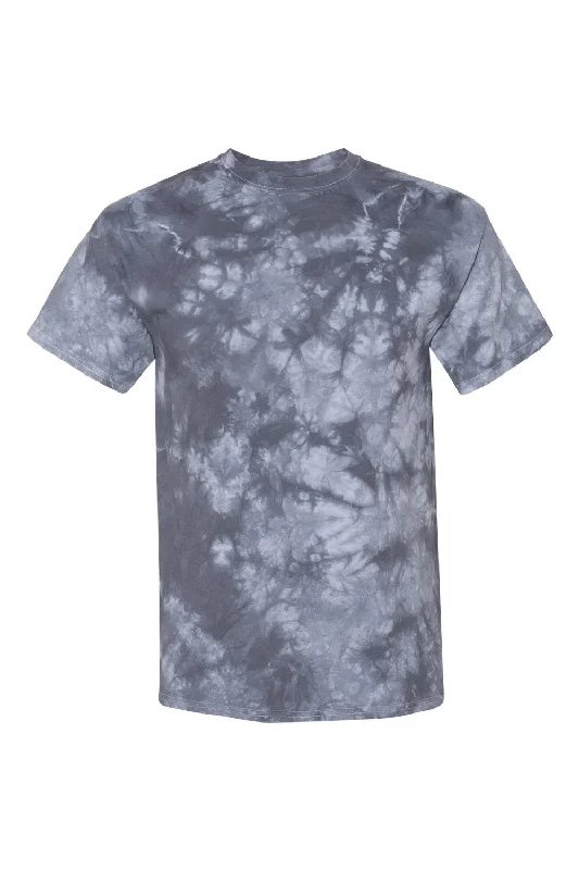 Dyenomite Mens Crystal Tie Dyed Short Sleeve Crewneck T-Shirt - Silver Grey