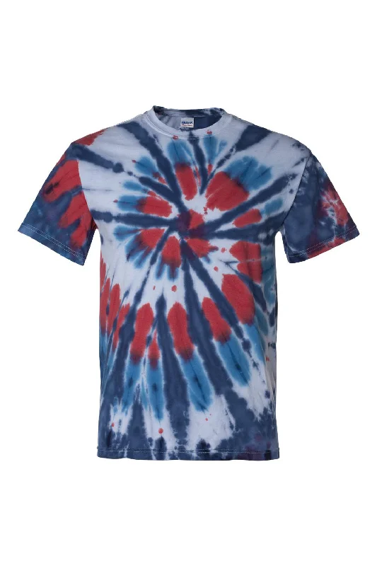 Dyenomite Mens Cut Spiral Tie Dyed Short Sleeve Crewneck T-Shirt - Americus