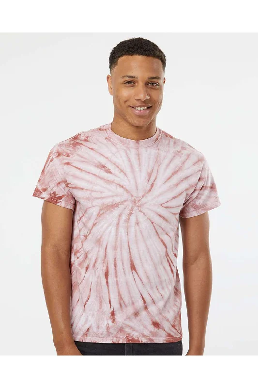 Dyenomite Mens Cyclone Pinwheel Tie Dyed Short Sleeve Crewneck T-Shirt - Copper