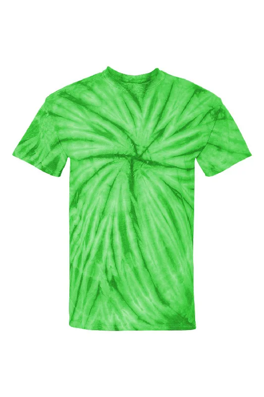 Dyenomite Mens Cyclone Pinwheel Tie Dyed Short Sleeve Crewneck T-Shirt - Lime Green