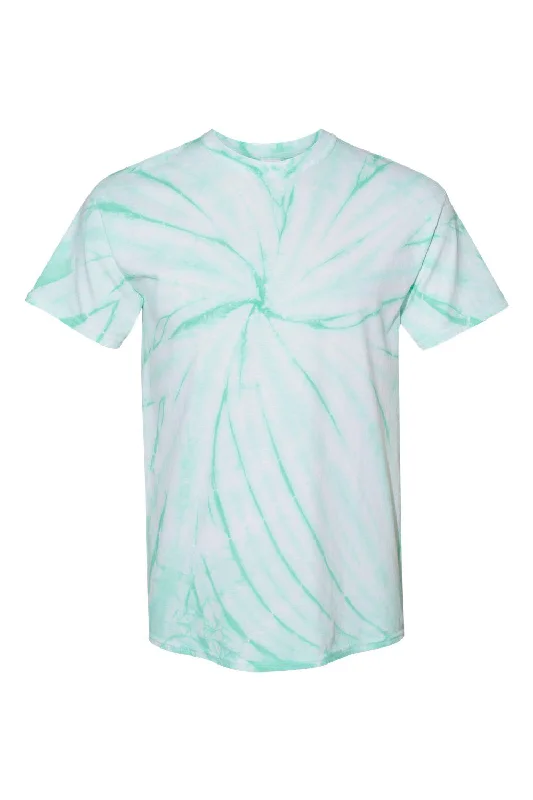 Dyenomite Mens Cyclone Pinwheel Tie Dyed Short Sleeve Crewneck T-Shirt - Mint Green