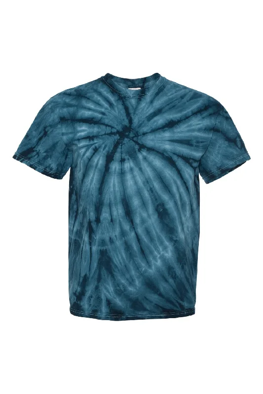 Dyenomite Mens Cyclone Pinwheel Tie Dyed Short Sleeve Crewneck T-Shirt - Navy Blue