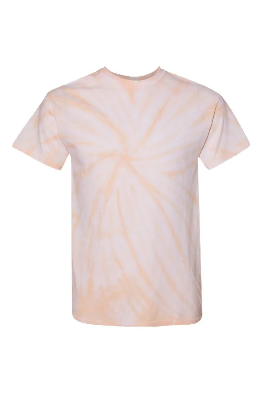 Dyenomite Mens Cyclone Pinwheel Tie Dyed Short Sleeve Crewneck T-Shirt - Peach