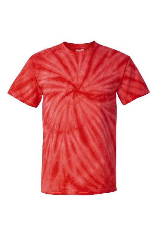 Dyenomite Mens Cyclone Pinwheel Tie Dyed Short Sleeve Crewneck T-Shirt - Red