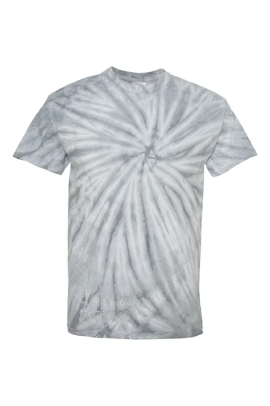 Dyenomite Mens Cyclone Pinwheel Tie Dyed Short Sleeve Crewneck T-Shirt - Silver Grey