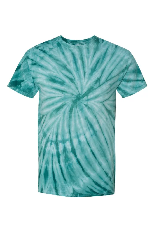 Dyenomite Mens Cyclone Pinwheel Tie Dyed Short Sleeve Crewneck T-Shirt - Teal