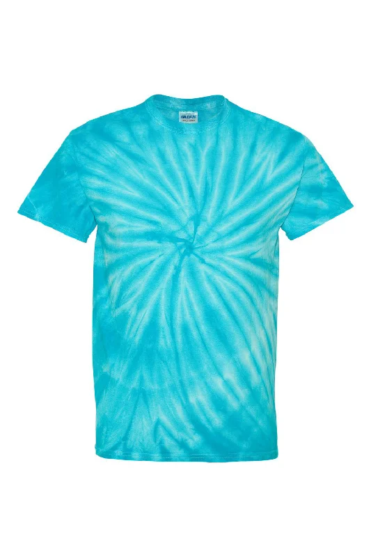 Dyenomite Mens Cyclone Pinwheel Tie Dyed Short Sleeve Crewneck T-Shirt - Turquoise