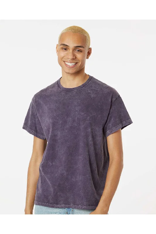 Dyenomite Mens Mineral Wash Short Sleeve Crewneck T-Shirt - Aubergine