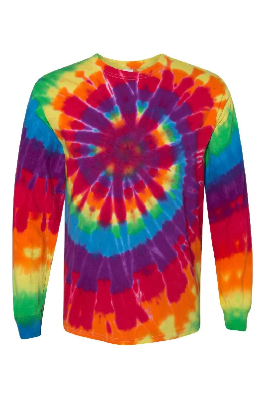 Dyenomite Mens Spiral Tie Dyed Long Sleeve Crewneck T-Shirt - Michelangelo Spiral