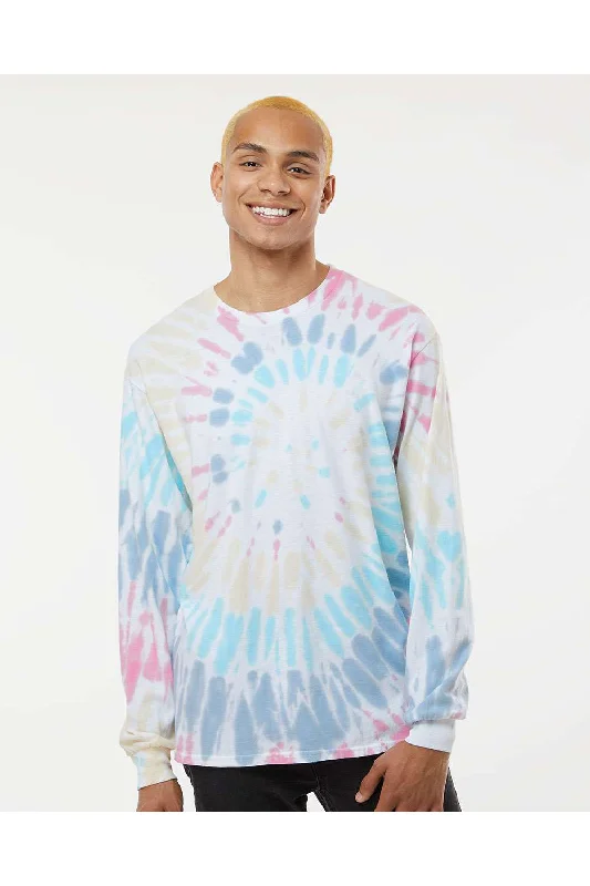 Dyenomite Mens Spiral Tie Dyed Long Sleeve Crewneck T-Shirt - Wanderlust