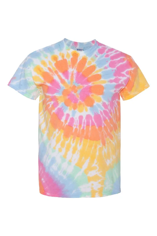 Dyenomite Mens Spiral Tie Dyed Short Sleeve Crewneck T-Shirt - Aerial Spiral