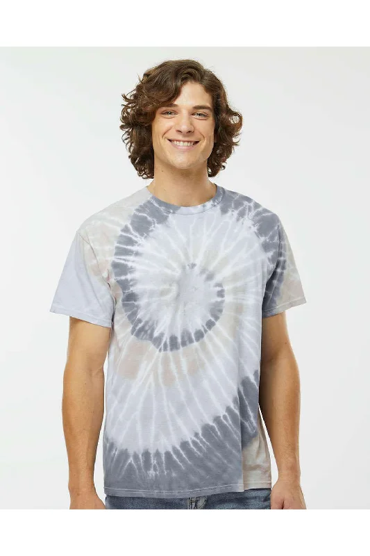 Dyenomite Mens Spiral Tie Dyed Short Sleeve Crewneck T-Shirt - Denali