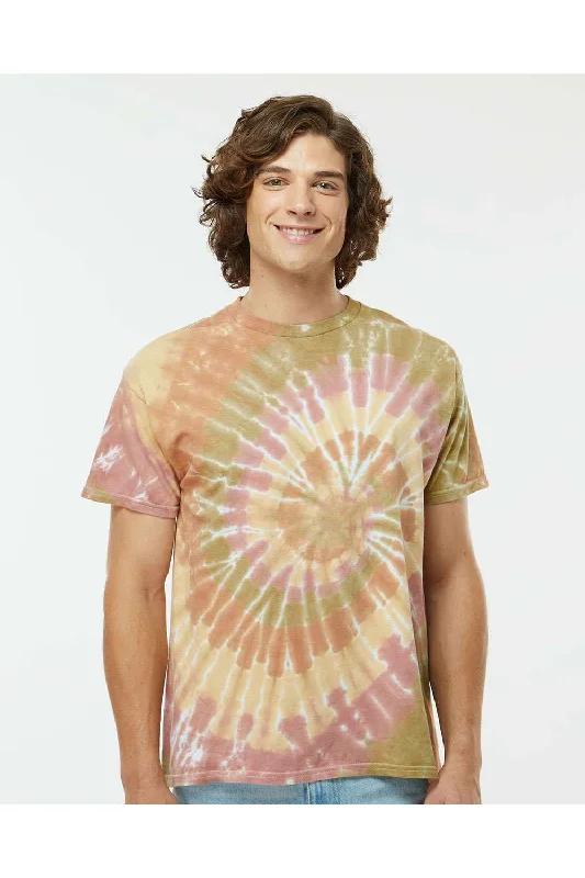 Dyenomite Mens Spiral Tie Dyed Short Sleeve Crewneck T-Shirt - Everglades