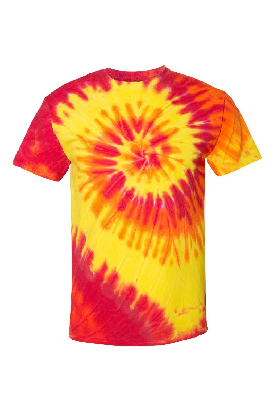 Dyenomite Mens Spiral Tie Dyed Short Sleeve Crewneck T-Shirt - Inferno