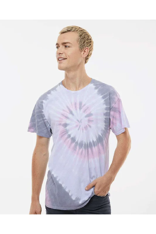 Dyenomite Mens Spiral Tie Dyed Short Sleeve Crewneck T-Shirt - Malibu