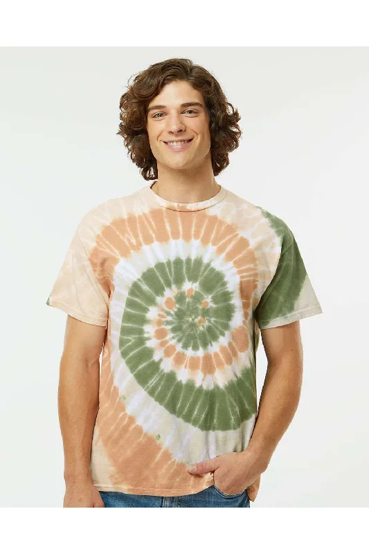 Dyenomite Mens Spiral Tie Dyed Short Sleeve Crewneck T-Shirt - Moab