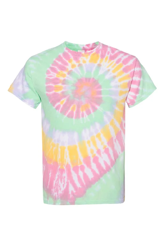 Dyenomite Mens Spiral Tie Dyed Short Sleeve Crewneck T-Shirt - Ribbon Candy