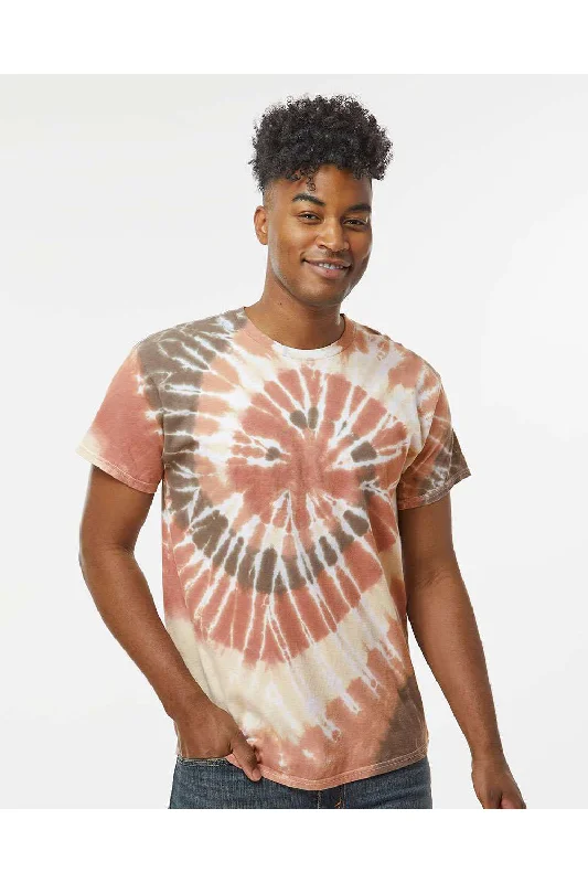 Dyenomite Mens Spiral Tie Dyed Short Sleeve Crewneck T-Shirt - Sequoia