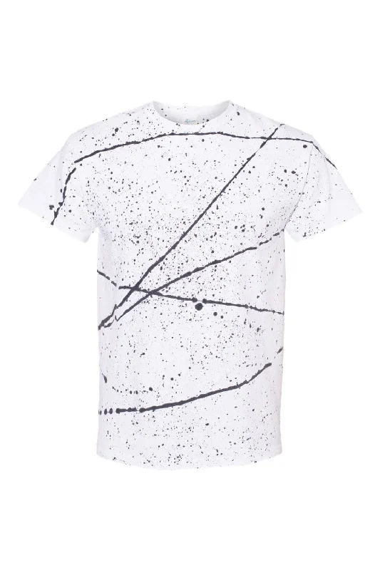 Dyenomite Mens Splatter Short Sleeve Crewneck T-Shirt - White/Black