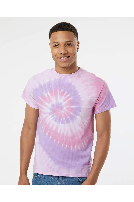 Dyenomite Mens Tide Tie Dyed Short Sleeve Crewneck T-Shirt - Sweetheart