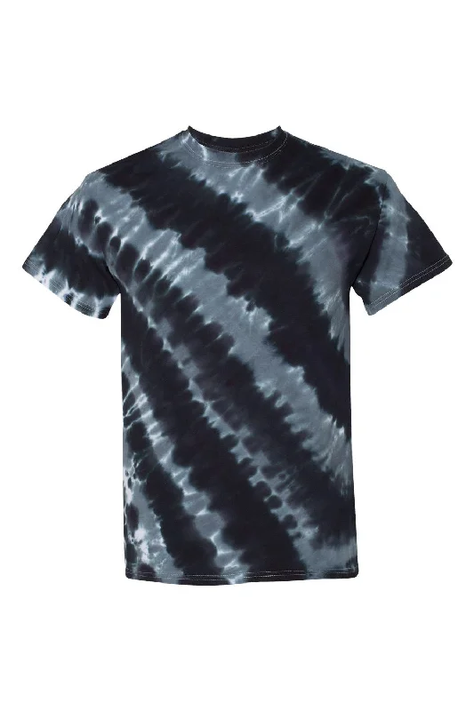 Dyenomite Mens Tilt Tie Dyed Short Sleeve Crewneck T-Shirt - Black