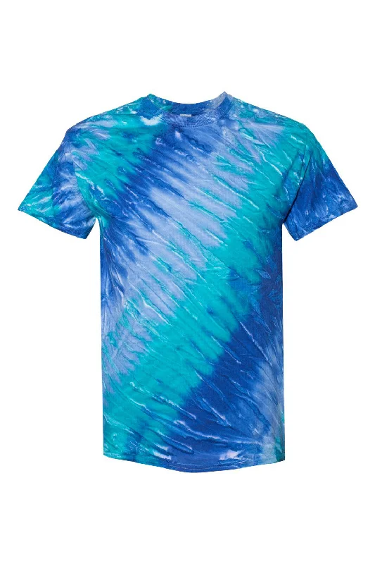 Dyenomite Mens Tilt Tie Dyed Short Sleeve Crewneck T-Shirt - Blue