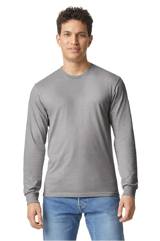 Gildan Mens Softstyle CVC Long Sleeve Crewneck T-Shirt - Cement Grey