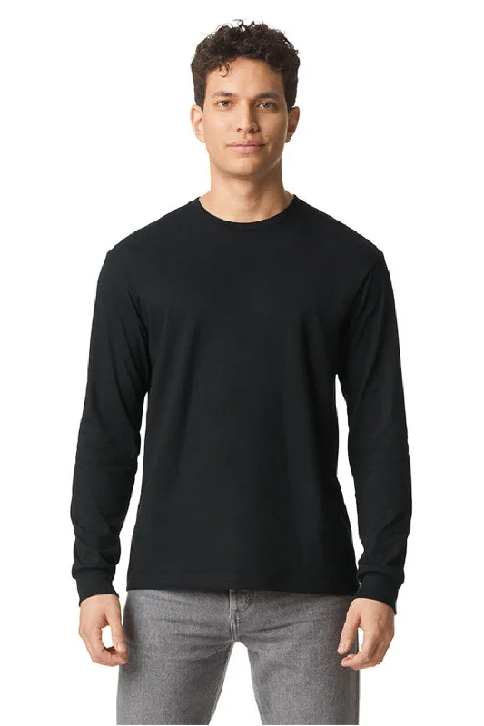 Gildan Mens Softstyle CVC Long Sleeve Crewneck T-Shirt - Pitch Black